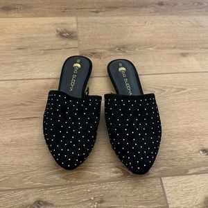 Big Buddha black slides with gold metal detailing